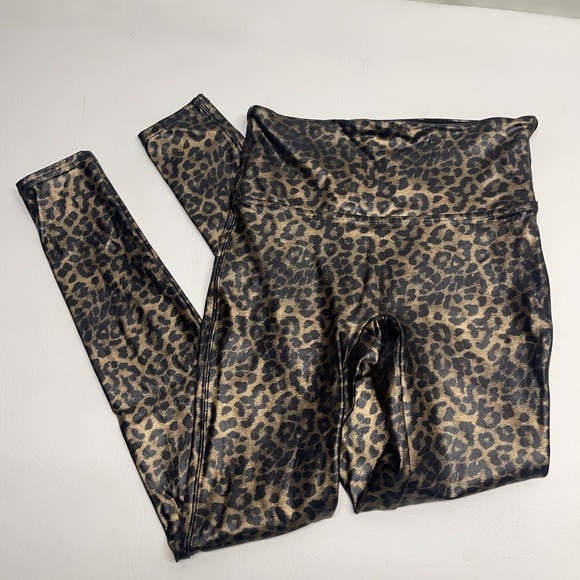 SPANX LEOPARD PRINT LEGGINGS FAUX LEATHER SIZE M - Picture 2 of 6